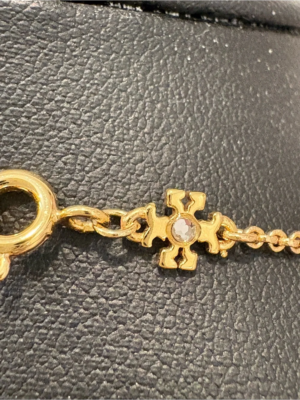 Tory Burch Pave Ring Logo Necklace